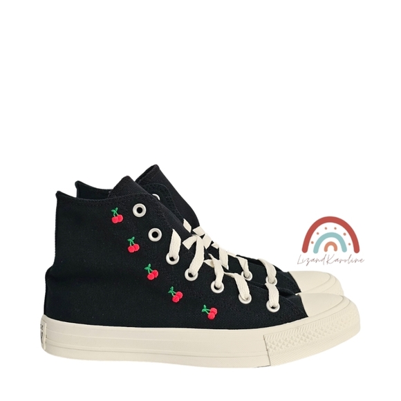 New! Converse Chuck Taylor All Star High Top Sneakers with Cherry Embroidery - Picture 6 of 16